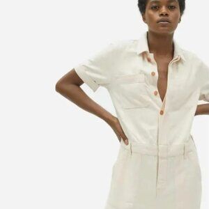 Everlane Short Sleeve Denim Jumpsuit in Bone | Size 2